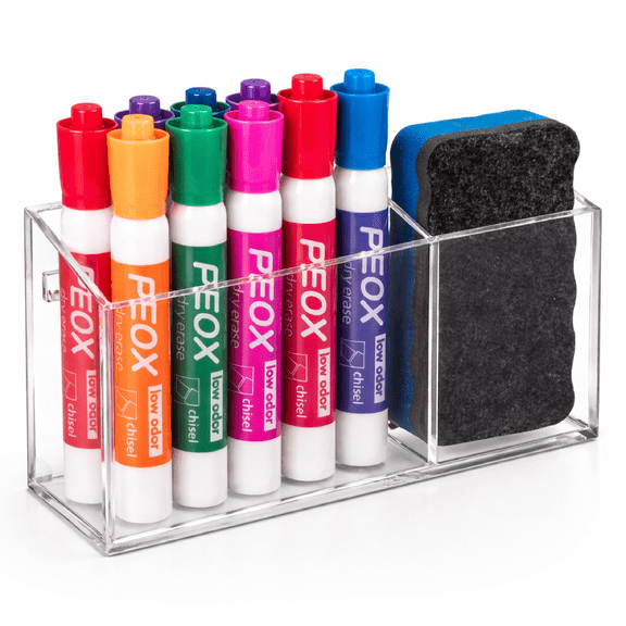 Magnetic Acrylic Dry Erase Marker Holder, Clear Organizer for Whiteboard and Fridge