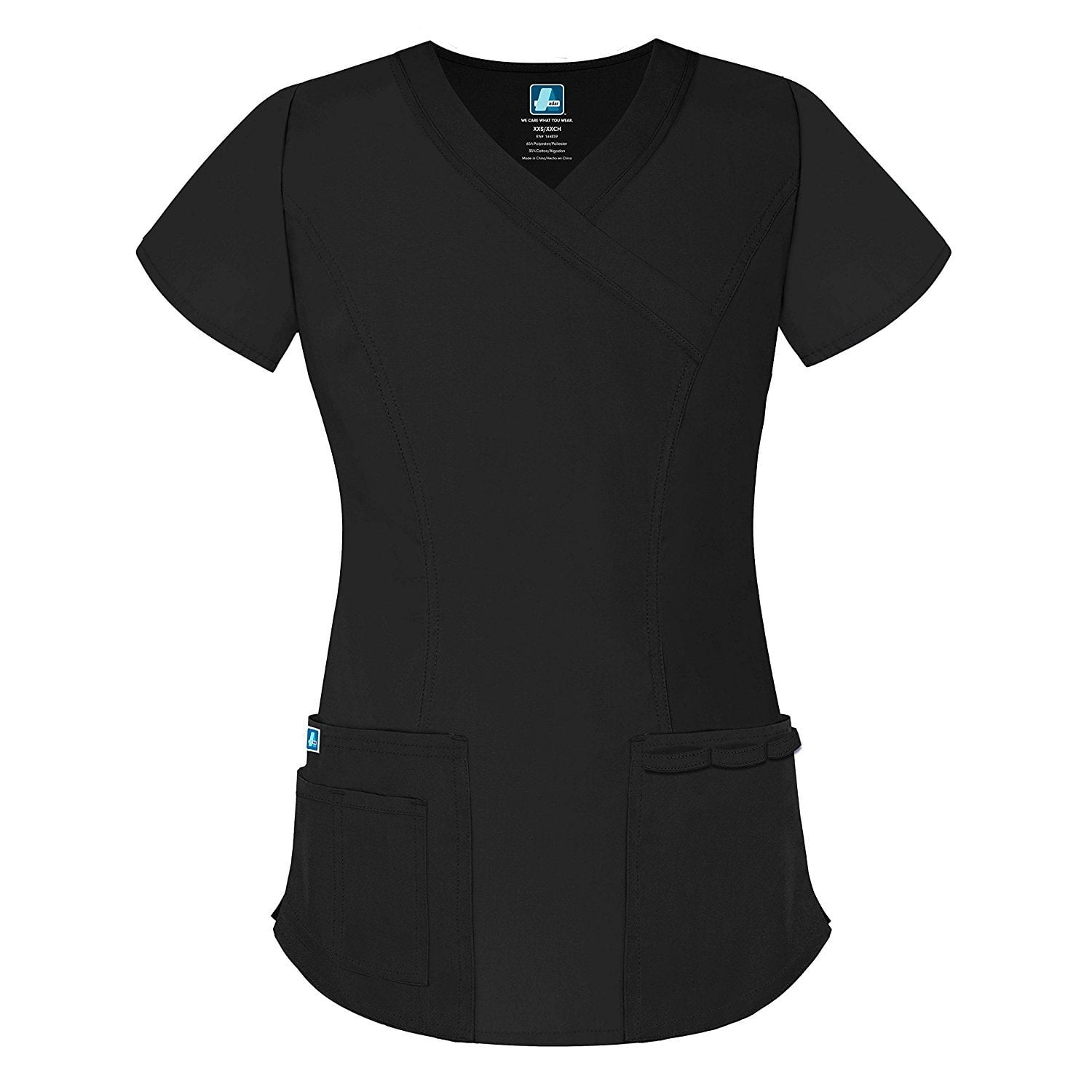 Adar Universal Scrubs For Women Double Stitched Mock Wrap Scrub Top