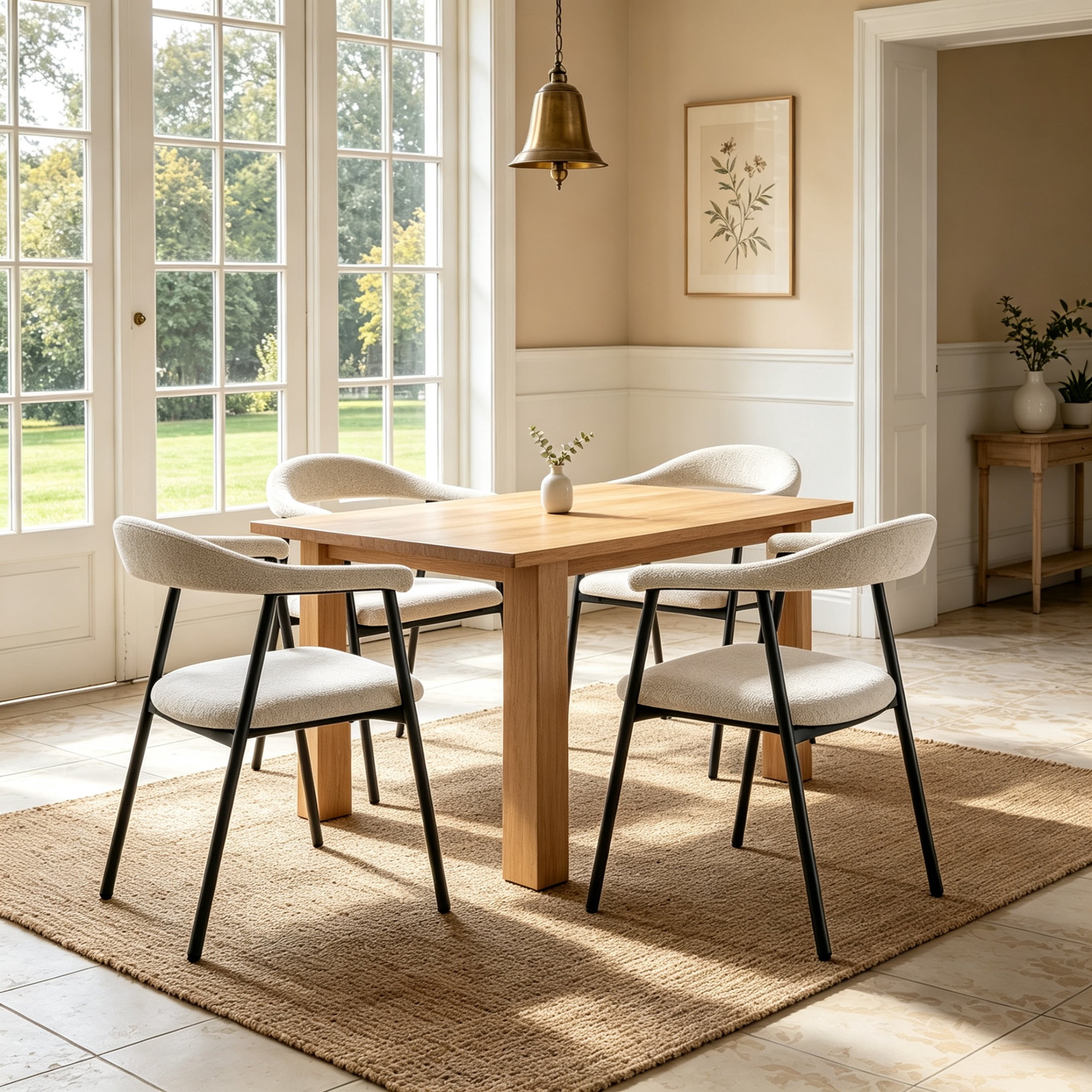 Vinform Upholstered Dining Chairs Set of 4, Fabric Dining Room Chairs, White