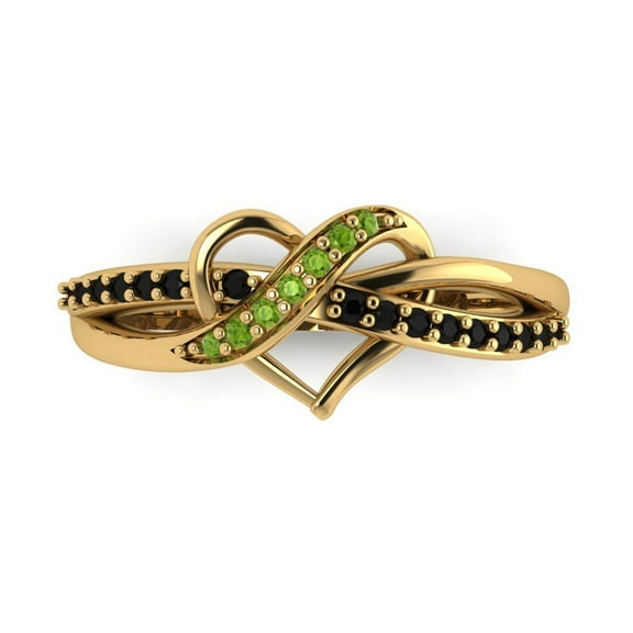 Solitaire with Accents Engagement Ring for Women - 0.22ct Natural Peridot in 18K Yellow Gold Promise Ring