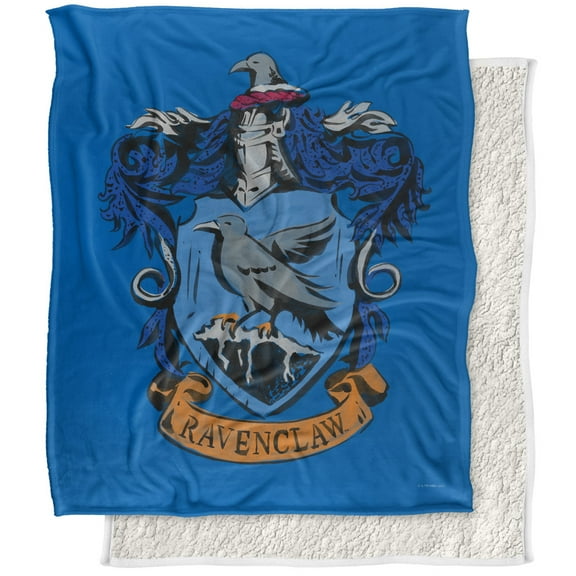Harry Potter Blanket, 50"x60", Drawn Ravenclaw Crest Silky Touch Sherpa Back Super Soft Throw Blanket