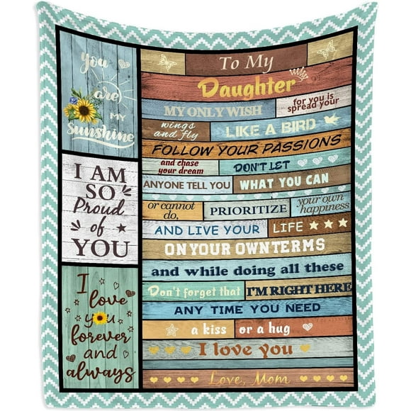 Cadeau pour Fille de la Part de Maman - Couverture Cadeaux pour Fille 60"x 50 Pouces - Cadeaux pour Fille - Cadeaux d'Anniversaire pour Fille - à Ma Fille Couverture - Idées de Cadeaux d'Anniversaire pour Fille Adulte, Couvertures pour Fille 60"x50 Pouces