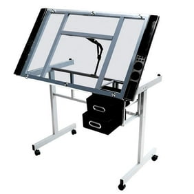 Yaheetech Adjustable Drafting Drawing Craft Table Art Glass Desk W