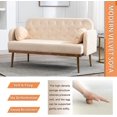 thumbnail image 2 of 55-inch Small Velvet Sofa with two Elegant Moon Shape Pillows, Modern Twin Size Accent Sofa Couch with Golden Metal Legs & Tufted Backrest & Delicate Armrests, Loveseat Sofa for Living Room, Beige, 2 of 6