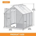 thumbnail image 6 of Uforic 6x6FT Walk-in Robust Aluminum & Polycarbonate Greenhouse with Sliding Doors, Vent Windows for Outdoor Gardens, Silver, 6 of 6