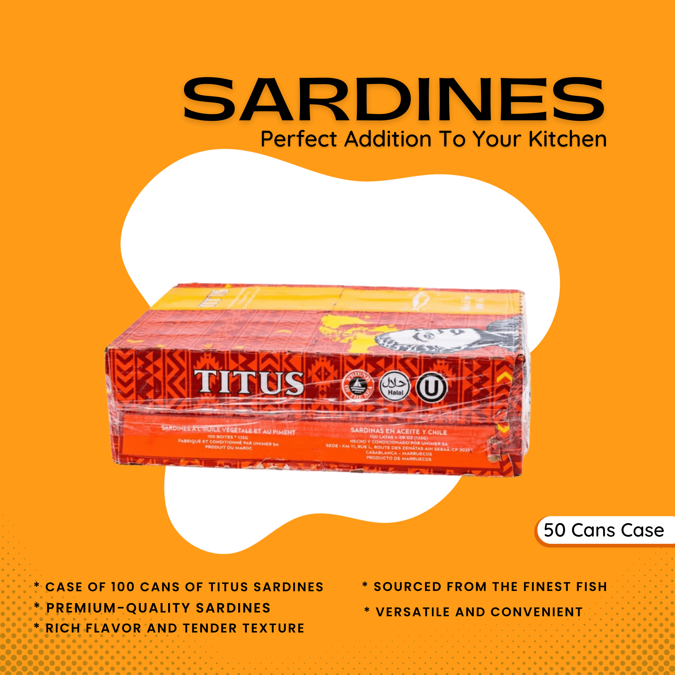 Titus Sardines 50 Cans - Case