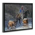 thumbnail image 4 of Stupell Industries Cowboy Crossing River Animals & Insects Painting Black Floater Framed Canvas Art Print Wall Art, 31 x 25, 4 of 10