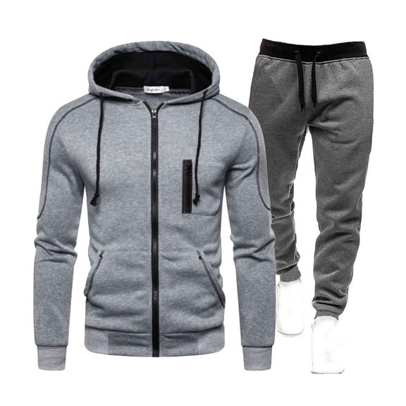 Wavsuf Sweatsuits 2pcs Sets Mens Jogger Set Long Motion Shirt Sweatshirt and Sweatpants Gray Size 2XL