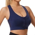 thumbnail image 5 of QIUOMBBP Ladies Sports Bras Zipper Front Closure Breathable Workout Running Wireless Bralettes Comfortable Solid Yoga Bra Navy M, 5 of 5