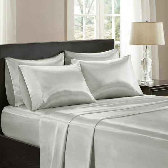 Comfort Classics Solid Satin Gray 6 Piece Sheet Set, California King
