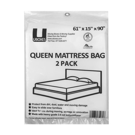 Queen Mattress Bag 61x15x104", 2 Mil, 2 Pack, Protector Box Spring bed