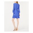 thumbnail image 2 of BAR III $80 Womens New 1391 Blue Ruffle Hem Bell Sleeve Fit + Flare Dress 8 B+B, 2 of 4