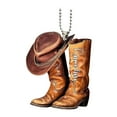 thumbnail image 1 of Ornamento de botas de vaquero plana 2D y accesorio acrílico para colgar para el automóvil para el automóvil de la trasera del de la espejo Estilo D, 1 of 8