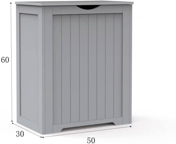 Large Wooden White Box Laundry Hamper With Lid, Free Standing Storage Bins, Clothes Organizer Basket For Bedroom, Bathroom, And Laundry Room (Grey)