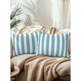 thumbnail image 2 of Outdoor Throw Pillow Set of 2, Aqua Striped Waterproof Pillow with Insert Included, Modern Farmhouse Blue White Stripes Decorative Accent Cushion Lumbar Pillows for Patio Porch, 12 x 20 In, 2 of 8