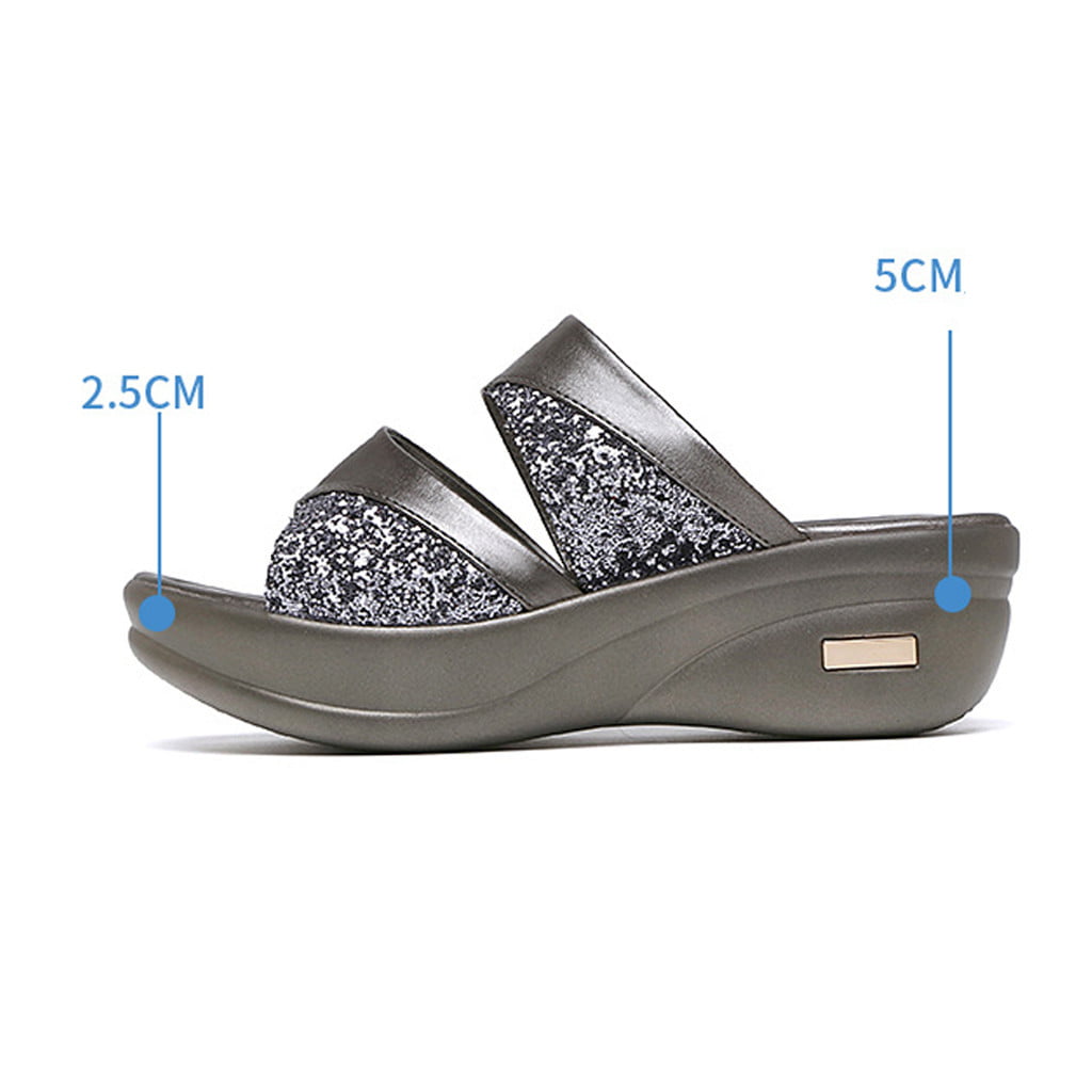 Womail Women's Platform Wedge Straps Plus-Size Sandals,Waterproof Height  Boosting Comfortable Flip Flops for women apply to beach seaside walk 