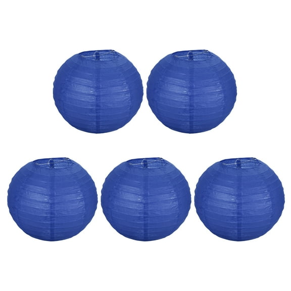 Uxcell 8" Paper Lanterns, Round Hanging Chinese/Japanese Lantern Decoration for Home Birthday Party, Dark Blue 5 Pcs