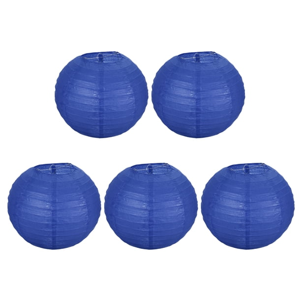 Linternas de papel Uxcell de 8", decoración redonda colgante china/japonesa para fiestas de cumpleaños en casa, azul oscuro 5 piezas