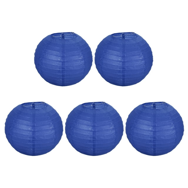 Linternas de papel Uxcell de 8", decoración redonda colgante china/japonesa para fiestas de cumpleaños en casa, azul oscuro 5 piezas