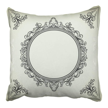 Vintage Oval Mirror CMFUN Baroque of Vintage Design Round and Corners Border Victorian Mirror Oval Ornate Pillowcase Cushion Cover 16x16 inch ()