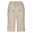 thumbnail image 6 of Afdoent Womens Shorts 2025 Women's Spring Summer Solid Color Front Pocket Drawstring Tie Button Casual Shorts Cropped Pants Vacation Outfits, 6 of 7