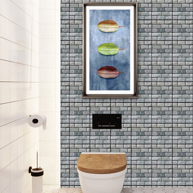 OULII 5 Pcs Brick Wall Removable Wallpaper Waterproof Plastic Living Room Decor for Home