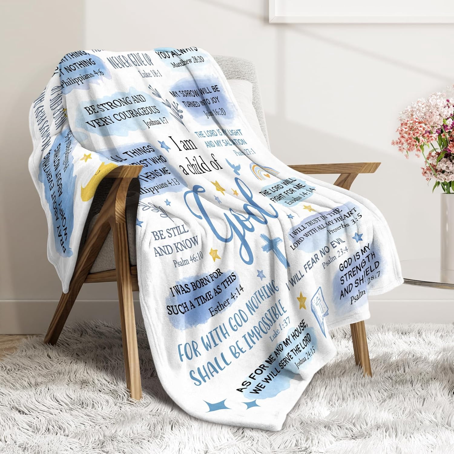 Baptism Gifts for Boys, I Am a Child of God Blanket, Christian Gifts for Boys Birthday, Christmas Inspirational Catholic Christening Gift for Men, Brother, Grandson, Teen Boys