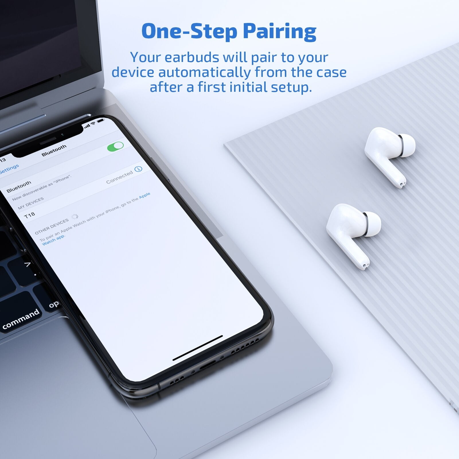 Wireless TWS Earphones Bluetooth Earbuds True Stereo Headphones Mic Q1K for Motorola Moto Z Force Droid, Revvlry Plus, Edge Plus, G7 Power Play G Fast, Turbo 2, G6 Stylus 5G (2022) Models