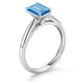 thumbnail image 3 of Gem Stone King 0.97 Ct Emerald Cut Swiss Blue Topaz 10K White Gold Solitaire Engagement Ring (Size 5), 3 of 4