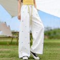 thumbnail image 2 of Generic Girls Sweatpants Preppy Kids Wide Leg Baggy Sweatpants Lightweight Graphic Joggers Casual Trousers with Pockets Daily Wear, 2 of 7