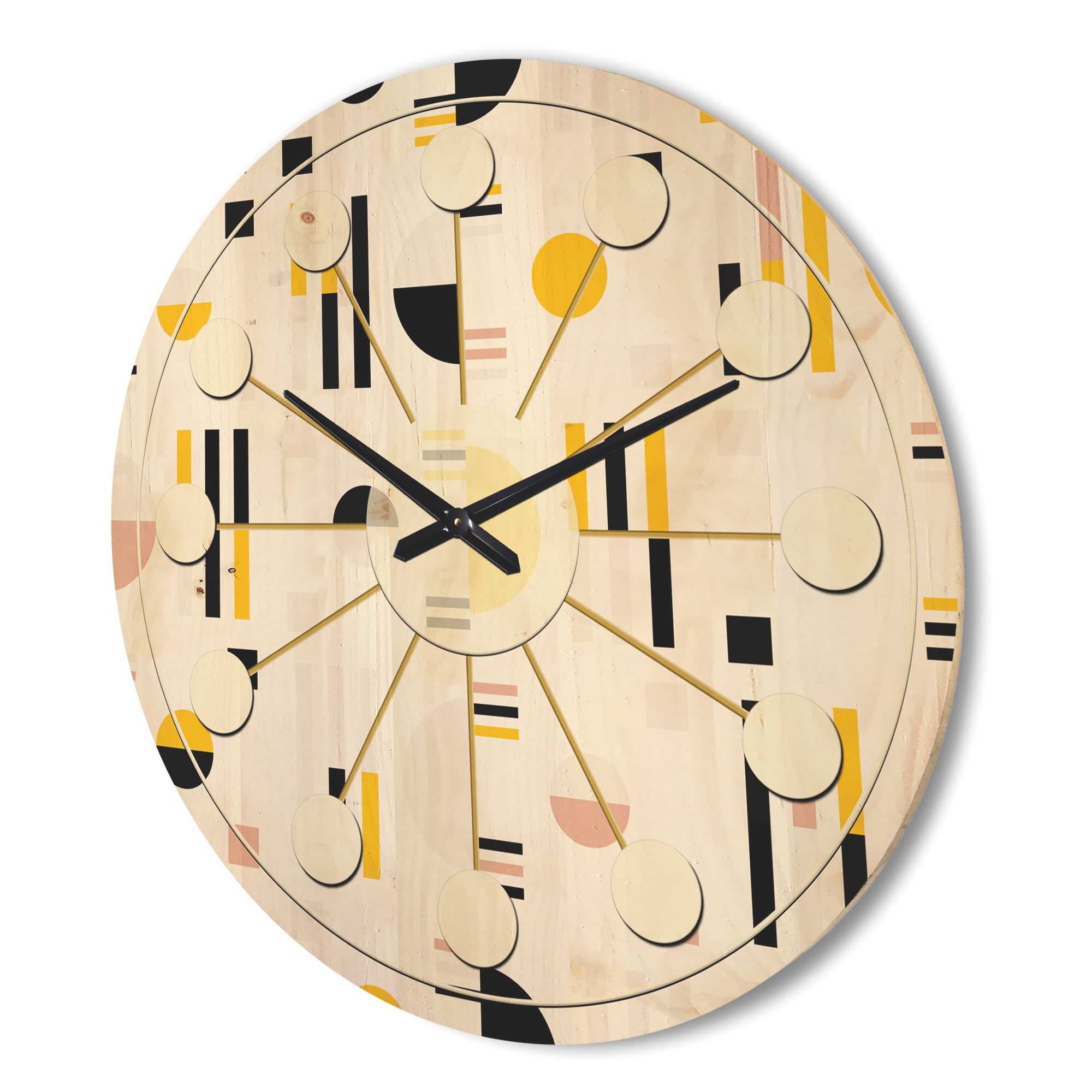 Designart 'Geometrical Retro Design XVII' Mid-Century Modern Wood Wall Clock