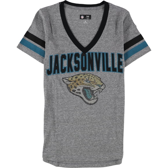 Camiseta adornada NFL Jaguars de diamantes de imitación para mujer gris pequeña