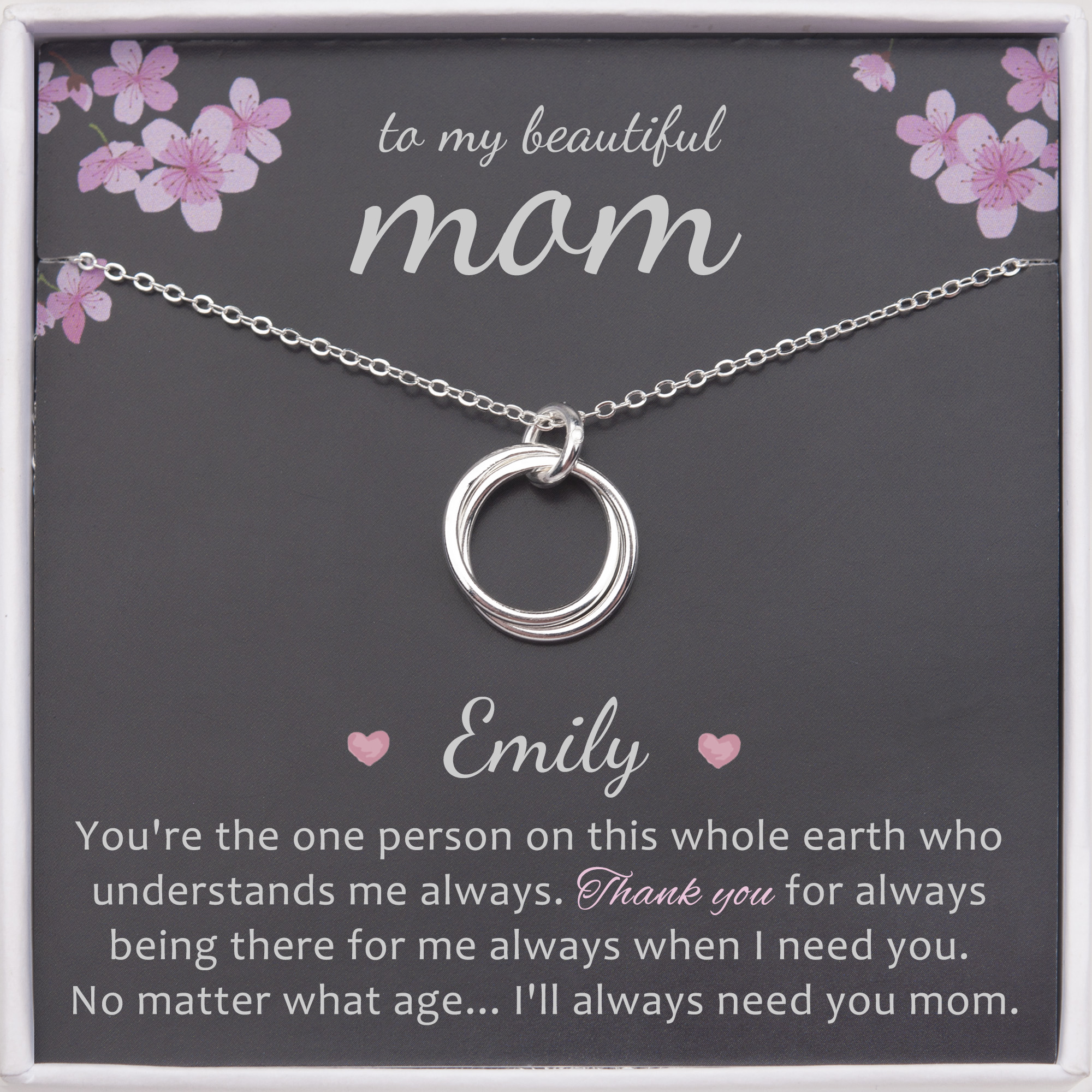 Anavia Mother's Day Gifts for Mom, to my beautiful Mom Card Gift 925 Sterling Silver Necklace, Birthday Gift for Mom -[Custom Card]