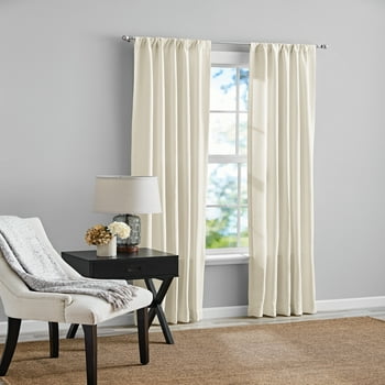 Mainstays Southport Solid Color Light Filtering Rod Pocket Curtain Panel Pair, Set of 2, Ivory, 40 x 84