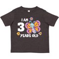thumbnail image 3 of Inktastic I Am 3 Years Old Cute Smiling Butterfly with Flowers Girls Toddler T-Shirt, 3 of 5