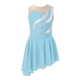 thumbnail image 6 of iiniim Kids Girls Sparkly Rhinestone Sleeveless Figure Ice Skating Dress Ballet Gymnastics Leotard Dancewear Light Blue 10, 6 of 7