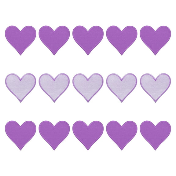 Uxcell Heart Shaped Iron on Patches Purple Embroidered Applique Patches 15Pcs 2.8"x2.7"