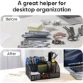 thumbnail image 4 of SHBOTO Mesh Desk Organizer Office Supplies Caddy with Pencil Holder and Storage Baskets for Desktop Accessories, 3 Compartments, Black, 4 of 14