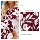 thumbnail image 5 of Camisa de manga corta de gasa para mujer, estampado floral, manga corta, verano, cuello en V, pantalón corto suelto y casual, Top de manga corta, rojo vino S, 5 of 6