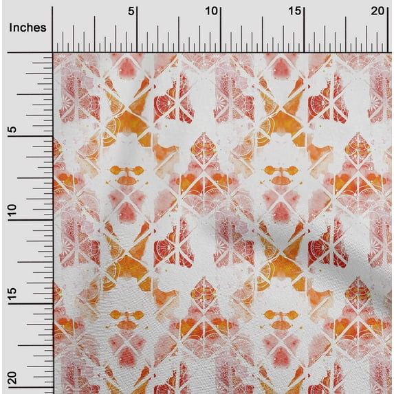 oneOone Polyester Lycra Mustard Yellow Fabric Geometric & Mandala Watercolor Craft Projects Decor Fabric Printed By The Yard 56 Inch Wide