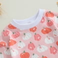 thumbnail image 4 of Okbabeha Newborn Baby Girl Boy Halloween Outfit Pumpkin Sweatshirt Oversized Bubble Romper Onesie Infant Fall Clothes, 4 of 7