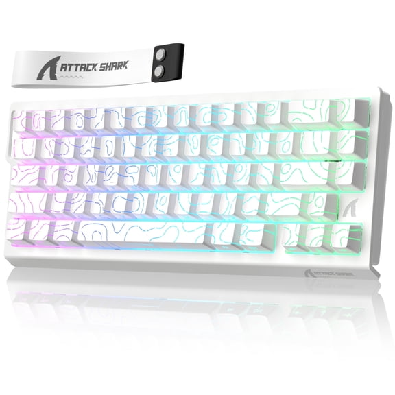ATTACK SHARK X68 RGB Lighting Wired Gaming Keyboard with C01PRO Coiled Cable, White