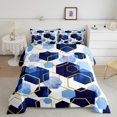 thumbnail image 2 of Manfei Gold Blue Hexagomn Bedding Comforter Set,Watercolor Honeycomb Pattern Twin Comforter Sets,Modern Geometric Bedding Set For Girls Kids,Breathable Home Decor Reversible,2-Piece, 2 of 8