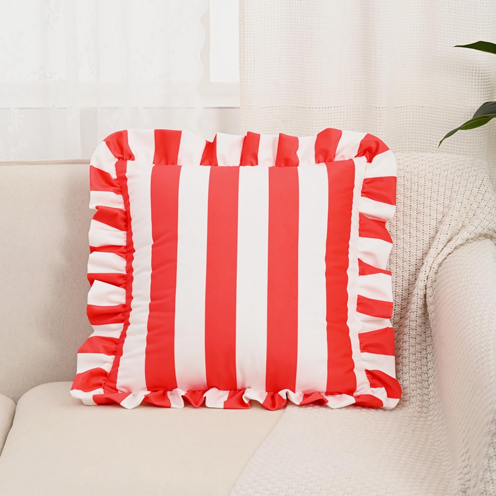 Outdoor Throw Pillows, Velvet Decorative Pillows, Ruffled Decorative Pillows (with filling), Perfect for Sofas, Bedrooms, and Living Rooms—Soft Home Textile Accessories