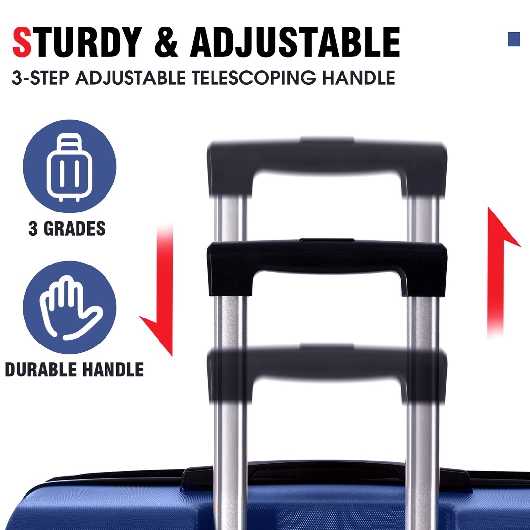 Yougu 24" Lightweight Hardshell Luggage ABS Suitcases with Double Wheels, Expandable Checked , (Blue)