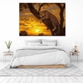 thumbnail image 3 of Mudket Framed Leopard on Tree in Golden Sunset Canvas Wall Art, Jungle Leopard Print Wall Decor, Trendy Animal Wall Art Ready to Hang - 12"L x 8"W, 3 of 10