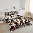 thumbnail image 2 of Erosebridal Cowhide Quilt Brown Highland Cow Print Twin Comforter Set,Western Bedding Set Exotic Aztec Duvet Insert,Farmhouse Wild Animals Longhorn Skin Room Decor Cowboys Gifts for Men, 2 of 6
