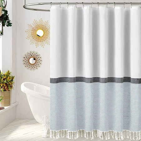Joyweiblue Striped Shower Curtain, Modern Farmhouse Shower Curtain Hooks