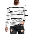 thumbnail image 2 of UVEASISHA Mens Big and Tall Striped T Shirts Fall Fashion Hipster Graphic Tees Slim Fit Casual Crewneck Muscle Tee Soft Stretchy Athletic Tops White L, 2 of 5