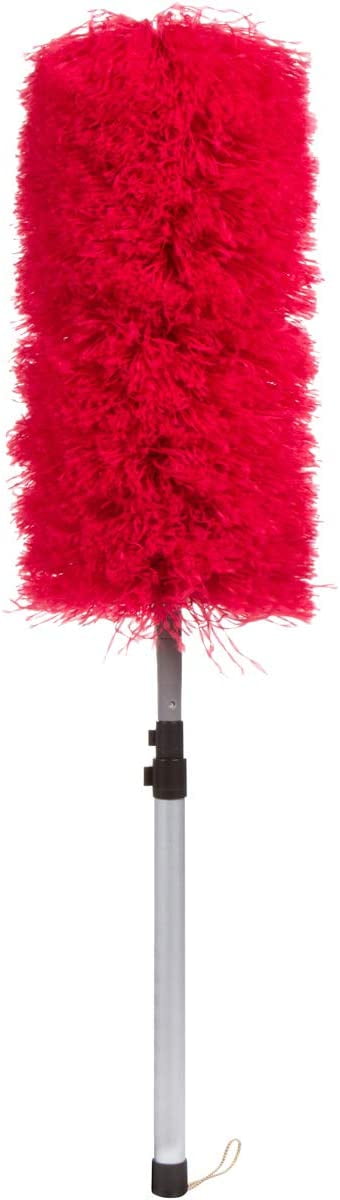 Telescopic Microfiber Duster – Detachable Dusting Tool with Long Handle – Premium Dusters for Cleaning – Scratch-Resistant Aluminum Pole – Easy to Use –and Washable Head (Red)